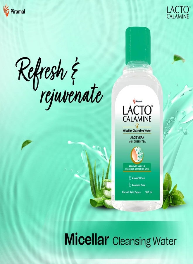 Lacto Calamine Micellar Water Make Up Remover Liquid | 100ml each - Pack of 2 | Aloe Vera, Green Tea & Niacinamide |Cleansing Water For Face That Removes Make-Up, Excess Oil & Impurities |Alcohol Free - Image 2