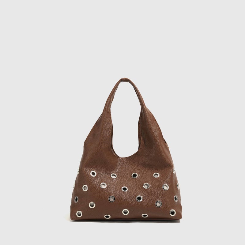 25 Trend Large Capacity Bucket Shoulder Bag with Rivets - Image 4