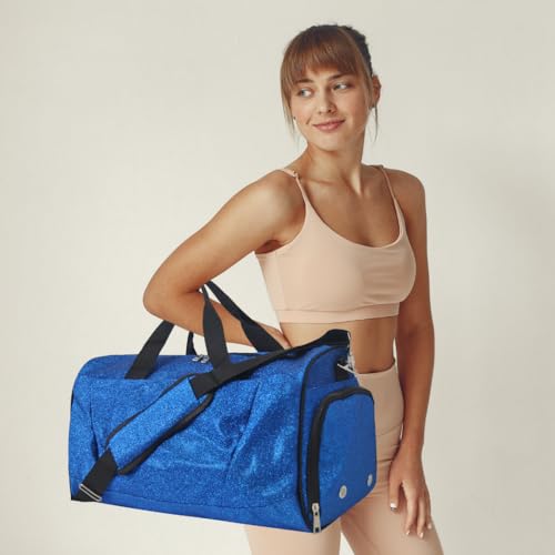 NGIL Glitter Cheers Sports Gym Duffel with Shoe Compartment and Small Carry on Travel Tote Bags for Women Gym bag Overnight bags for Women Cheer Bag GlitterRoyal - Image 3