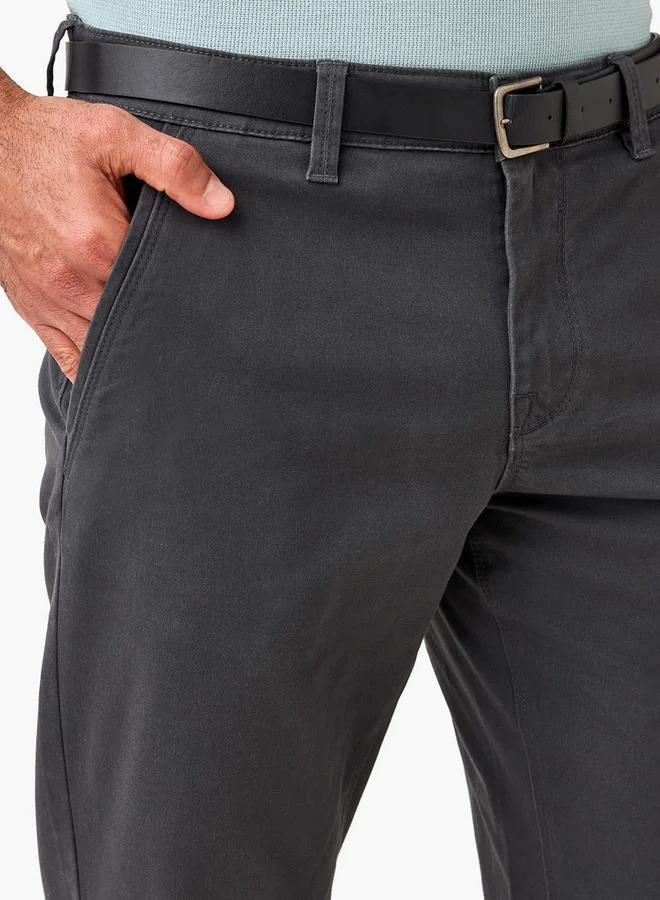 Splash FAV GREY Men Slim Fit Belted Cotton Chinos for Men | Best Price UAE