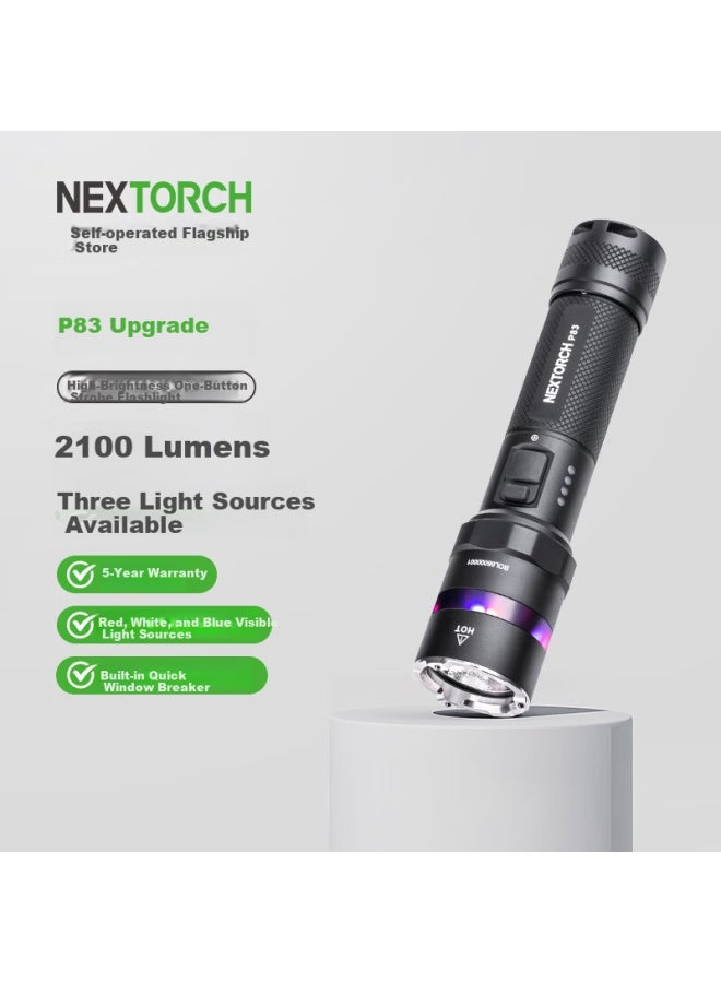 Nextorch P83 Red Blue Flash Tactical Flashlight Security Patrol Duty High Brightness 2100 Lumens Outdoor Torch - Image 1