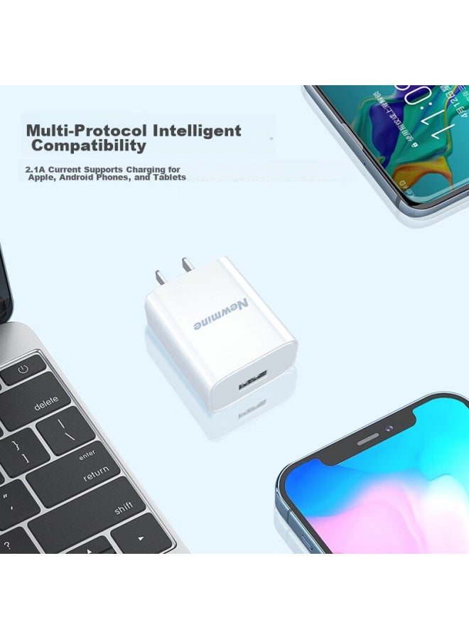 Newmine Type-c Charging Kit, 2 Meters, Charger For Android Phones 5v/2a Power Adapter, Compatible With Phones, Earphones, And Watches, Charging Head, White - Image 4