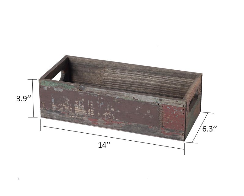 TIMRIS Farmhouse Distressed Wooden Storage Box, Rustic Bathroom Decor Box, Decorative Toilet Tank Basket Nice Butt, Solid Reclaimed Wood Organizer Box with Handles (Random) - Image 5