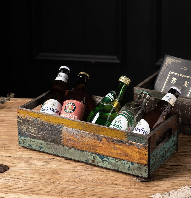 TIMRIS Farmhouse Distressed Wooden Storage Box, Rustic Bathroom Decor Box, Decorative Toilet Tank Basket Nice Butt, Solid Reclaimed Wood Organizer Box with Handles (Random) - Image 4