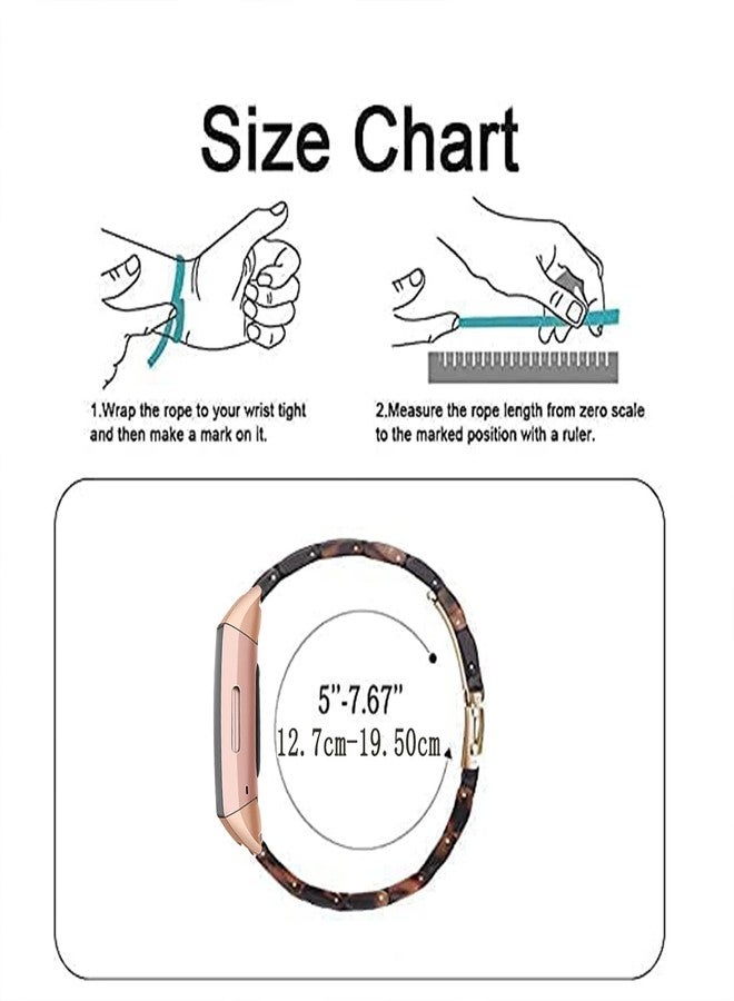 Omter Compatible with Resin Fitbit Charge 4 3/3SE Band for Women Men Replacement Adjustable Wirstband Strap Bracelet(Tortoiseshell) - Image 5