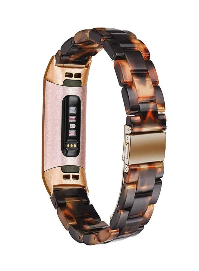 Omter Compatible with Resin Fitbit Charge 4 3/3SE Band for Women Men Replacement Adjustable Wirstband Strap Bracelet(Tortoiseshell) - Image 3