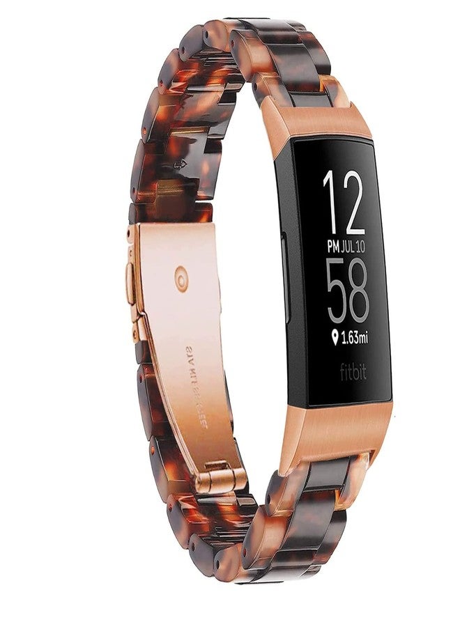 Omter Compatible with Resin Fitbit Charge 4 3/3SE Band for Women Men Replacement Adjustable Wirstband Strap Bracelet(Tortoiseshell) - Image 1