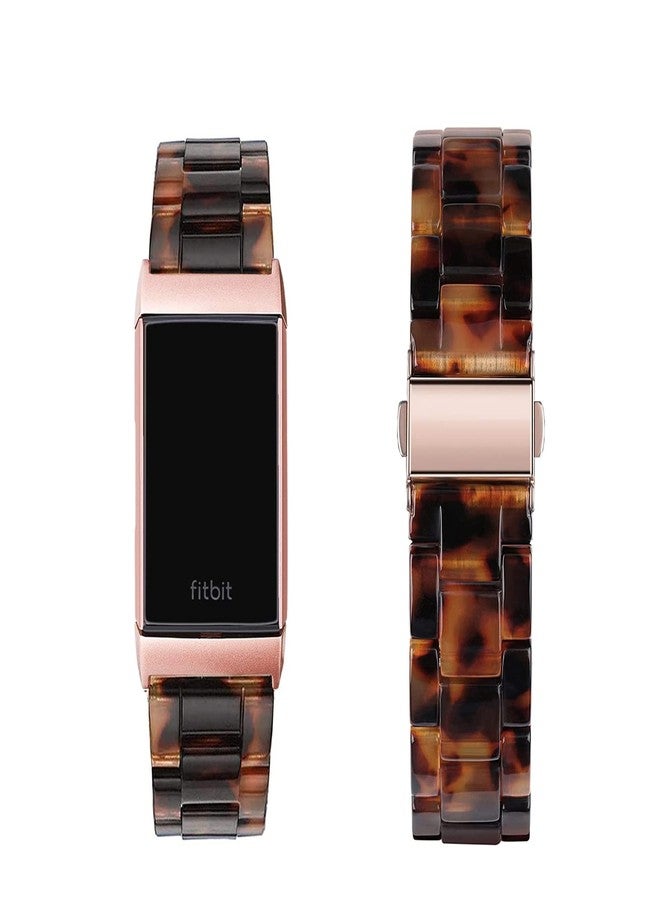 Omter Compatible with Resin Fitbit Charge 4 3/3SE Band for Women Men Replacement Adjustable Wirstband Strap Bracelet(Tortoiseshell) - Image 2