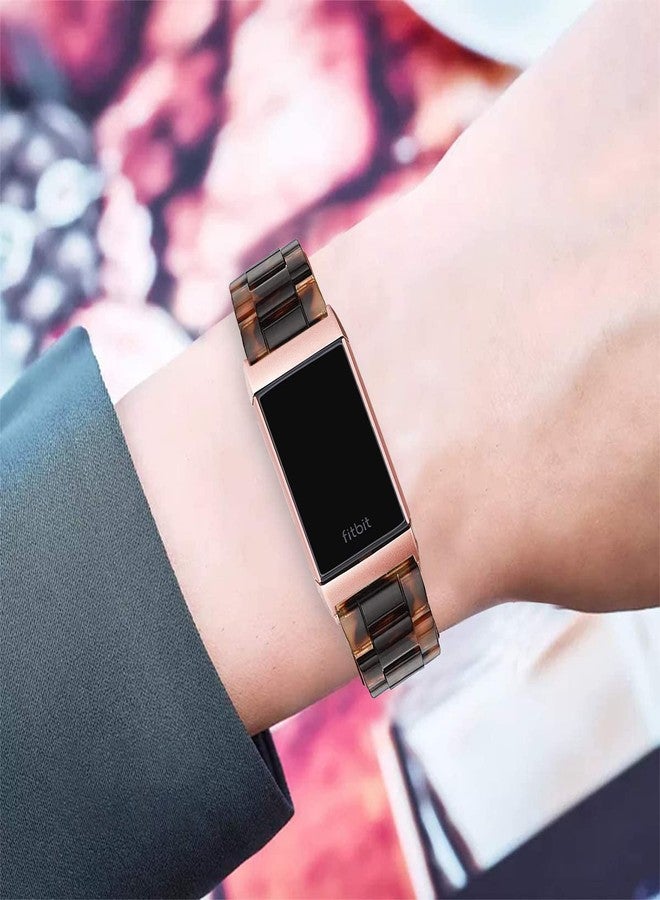 Omter Compatible with Resin Fitbit Charge 4 3/3SE Band for Women Men Replacement Adjustable Wirstband Strap Bracelet(Tortoiseshell) - Image 4