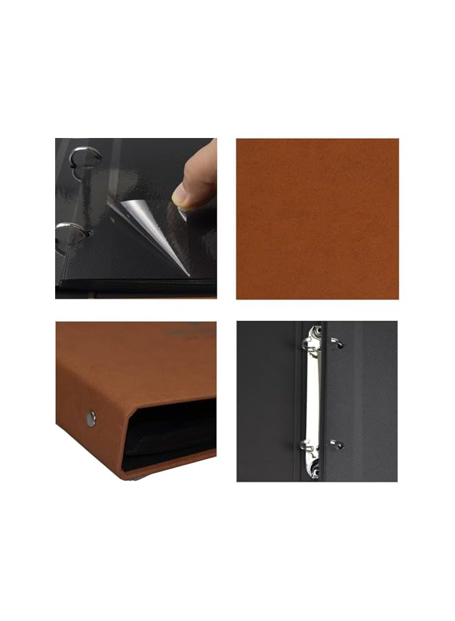 The Bros ألبوم صور ذاتي اللصق 80 صفحة ألبوم قصاصات صغير مع صفحات سوداء ألبوم قصاصات افعلها بنفسك كتاب ذكريات كهدية مصنوعة يدويًا للأزواج هدايا ذكرى الزواج يوم عيد الحب (بني) - Image 5