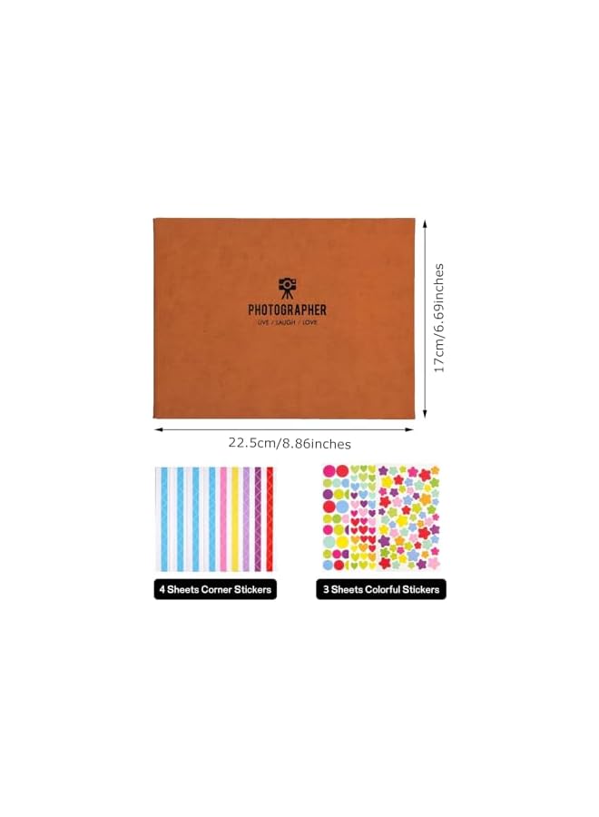 The Bros ألبوم صور ذاتي اللصق 80 صفحة ألبوم قصاصات صغير مع صفحات سوداء ألبوم قصاصات افعلها بنفسك كتاب ذكريات كهدية مصنوعة يدويًا للأزواج هدايا ذكرى الزواج يوم عيد الحب (بني) - Image 4