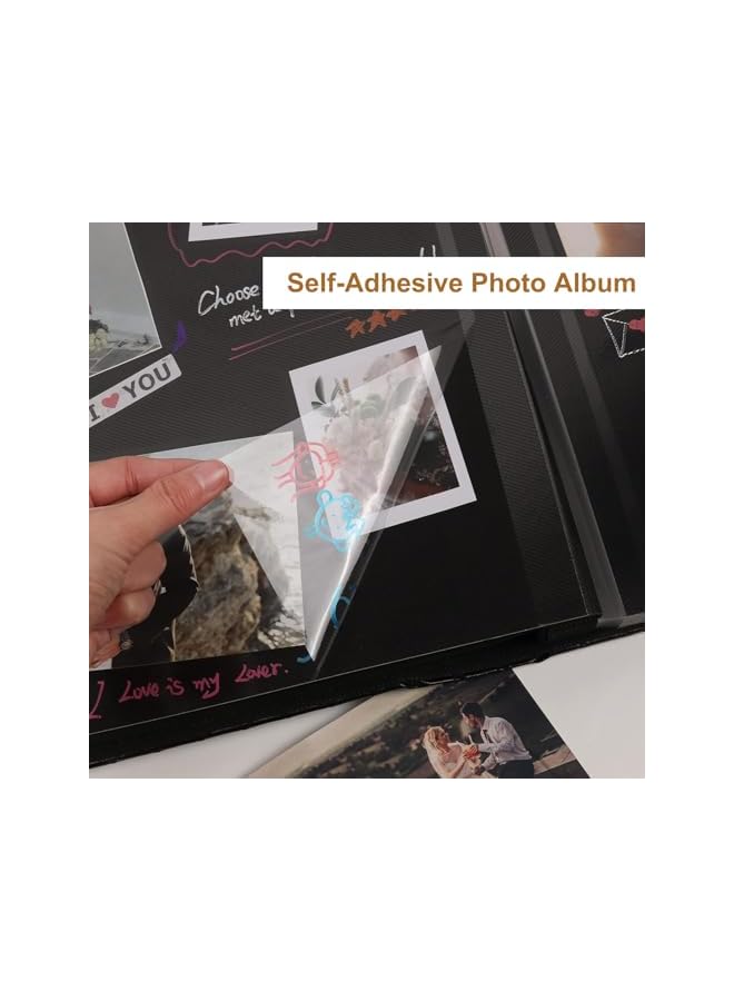 The Bros ألبوم صور ذاتي اللصق 80 صفحة ألبوم قصاصات صغير مع صفحات سوداء ألبوم قصاصات افعلها بنفسك كتاب ذكريات كهدية مصنوعة يدويًا للأزواج هدايا ذكرى الزواج يوم عيد الحب (بني) - Image 3