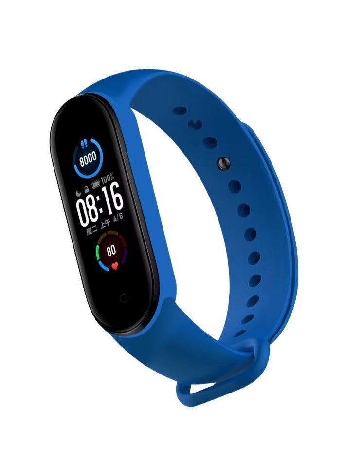 حزام سيليكون بديل لسوار Xiaomi Mi Band 7/6/5 قابل للتنفس (أزرق 2)