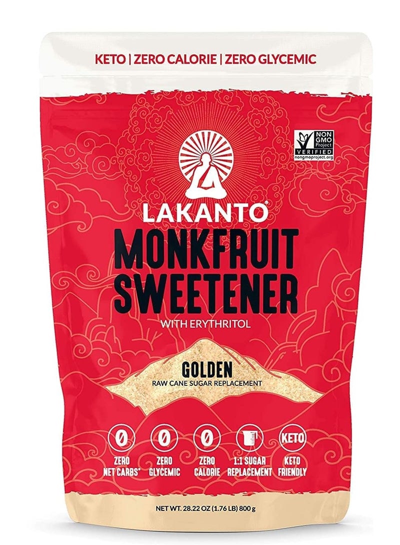 Lakanto Classic Monk Fruit Sweetener - White Sugar Substitute, Zero Calorie, Keto Diet Friendly, Net Carbs, Glycemic, Replacement (Golden 800gram)