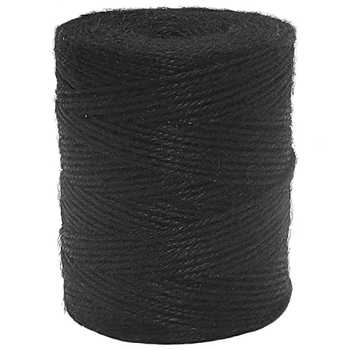 Vivifying 656 Feet Black Jute Twine Natural 2mm Jute Cord for Crafts Halloween Wrapping Garden Black