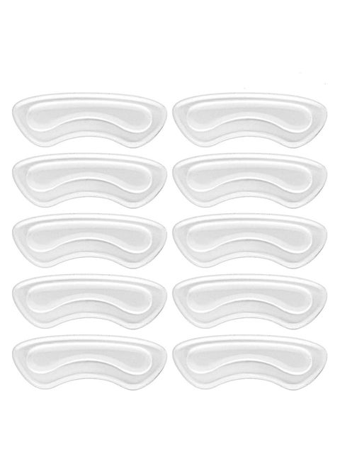 Heel Cushion Inserts, Clear Heel Cushion Pad Stickers Liner Self Adhesive High Heel Silicone Non Slip Shoe Cushion Pads Stickers, Foot Care Protector for Women and Girls 10 Pairs