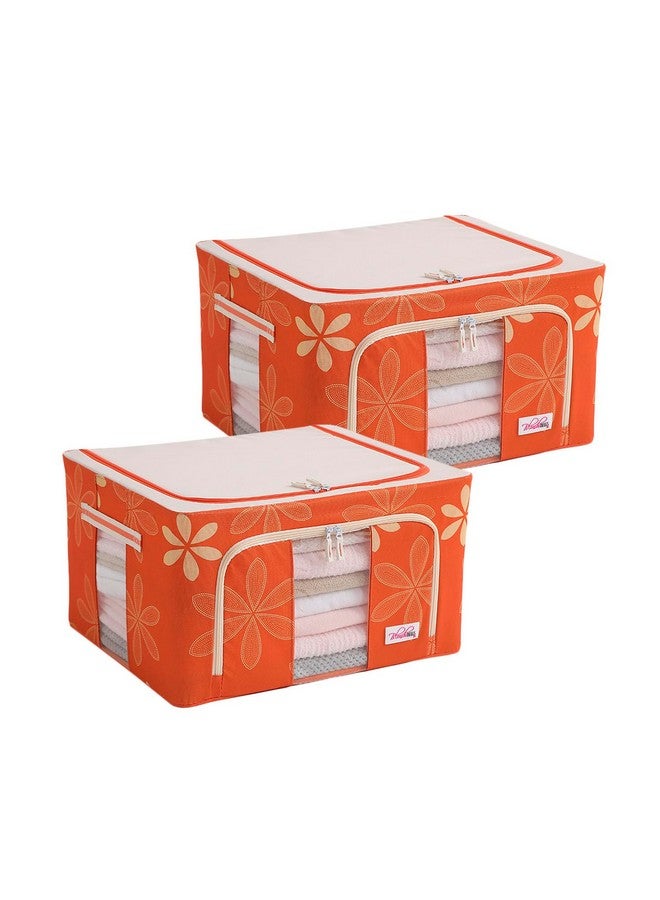BlushBees Living Box - Storage Boxes for Clothes, Saree Cover - 55 Litre, Pack of 2, Orange - Image 1