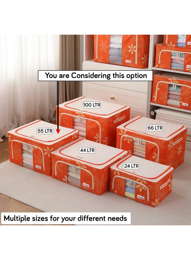 BlushBees Living Box - Storage Boxes for Clothes, Saree Cover - 55 Litre, Pack of 2, Orange - Image 3