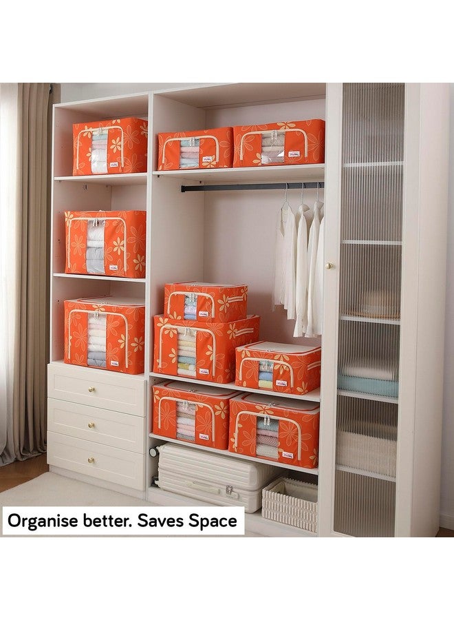 BlushBees Living Box - Storage Boxes for Clothes, Saree Cover - 55 Litre, Pack of 2, Orange - Image 4