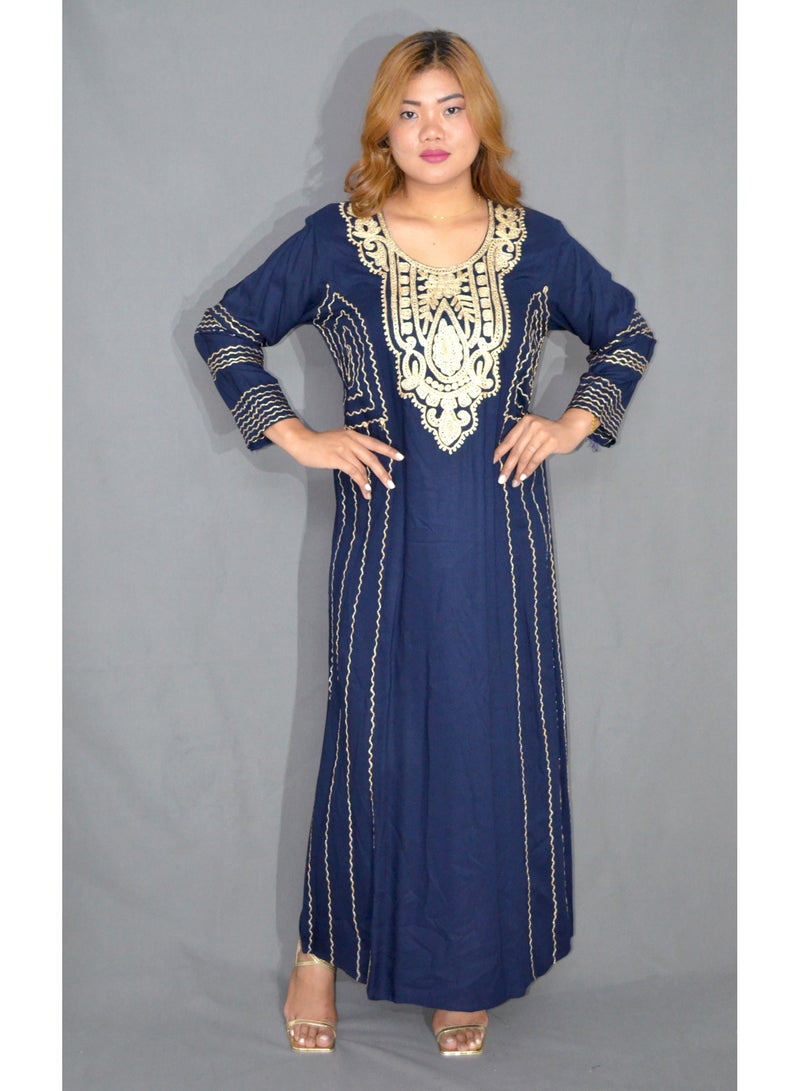 Zainah Elegant Women’s Jalabiya Dress – Modest Long Dress with Embroidered Details | Soft Viscose-Polyester Blend | Perfect for Casual & Formal Wear  - Image 1