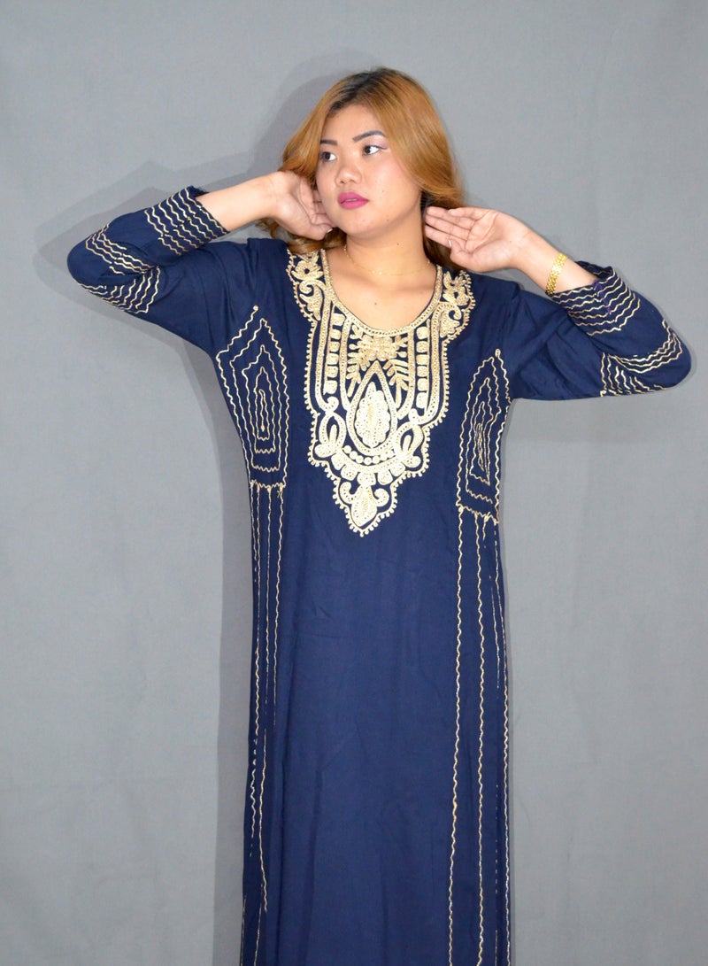 Zainah Elegant Women’s Jalabiya Dress – Modest Long Dress with Embroidered Details | Soft Viscose-Polyester Blend | Perfect for Casual & Formal Wear  - Image 3