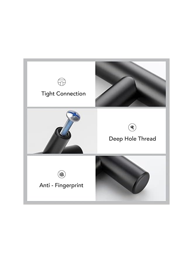 PROMASS بروماس 10 عبوة مقبض خزانة أسود غير لامع من الفولاذ المقاوم للصدأ بطول 7-3/8 بوصة مقبض درج أسود غير لامع بمركز ثقب 5 بوصة مقبض درج مطبخ - Image 5