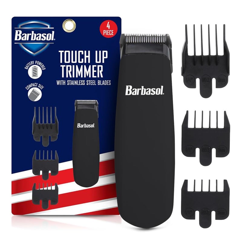 XTREME Barbasol Touch Up Trimmer for Men, Compact Electric Precision Beard and Hair Trimmer with Stainless Steel Blades & 3 Guide Combs (3, 6, 10mm), Wireless, AA Battery Powered (not Included) - Image 1