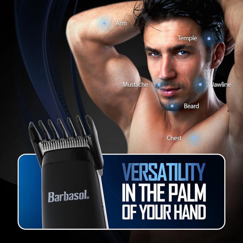 XTREME Barbasol Touch Up Trimmer for Men, Compact Electric Precision Beard and Hair Trimmer with Stainless Steel Blades & 3 Guide Combs (3, 6, 10mm), Wireless, AA Battery Powered (not Included) - Image 4