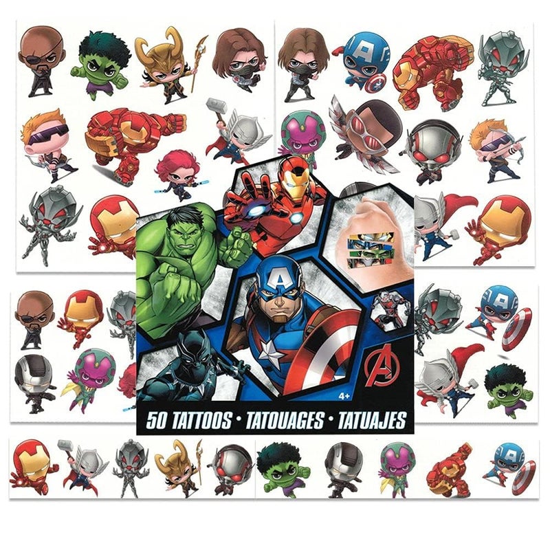 MARVEL Super Hero Tattoos Party Favors Set - 150 Superhero Temporary Tattoos Featuring Marvel Avengers, Spiderman and Teenage Mutant Ninja Turtles Bundle with Avengers Reward Stickers - Image 4