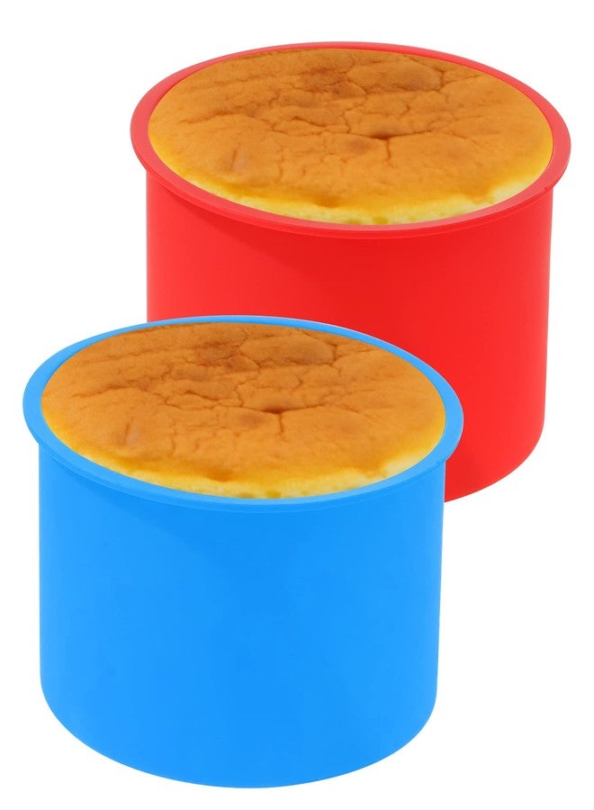 ميفنجدا قوالب كيك سيليكون من ميفينغدا، 12 قطعة، قوالب كيك دائرية مقاس 4 بوصة، صينية خبز غير لاصقة، قوالب كيك سيليكون للمطبخ للخبز (أحمر، أزرق، 4 بوصة) - Image 4
