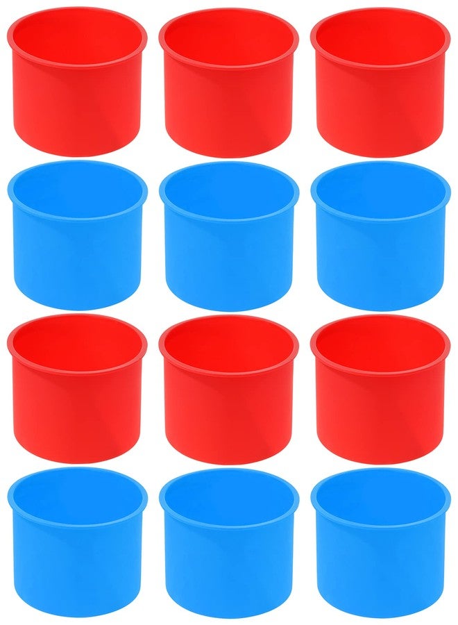 ميفنجدا قوالب كيك سيليكون من ميفينغدا، 12 قطعة، قوالب كيك دائرية مقاس 4 بوصة، صينية خبز غير لاصقة، قوالب كيك سيليكون للمطبخ للخبز (أحمر، أزرق، 4 بوصة) - Image 1