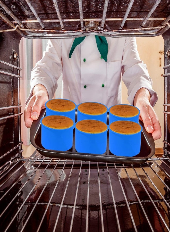 ميفنجدا قوالب كيك سيليكون من ميفينغدا، 12 قطعة، قوالب كيك دائرية مقاس 4 بوصة، صينية خبز غير لاصقة، قوالب كيك سيليكون للمطبخ للخبز (أحمر، أزرق، 4 بوصة) - Image 5