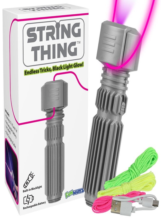 Funwares String Thing - Glowing String Toy with Built-in Blacklight for Stunning Visual Effects - Perfect for Kids, Teens, and Adults - Cool Gadget for Amazing Tricks and Endless Entertainment - Image 1