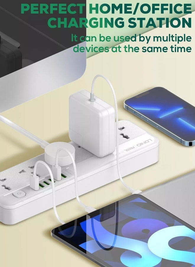 LDNIO 5 Universal Power Extension Cord with Multi Sockets Outlets Compatible With UK/UAE, 6 Auto ID USB Ports For Mobile Charging, And 2m Extension Cord for Home, Office, Dorm Essentials - Image 4