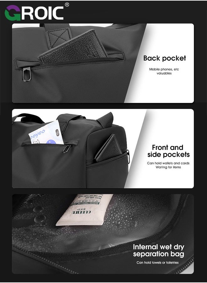 GROIC Gym Bag,Gym Duffle Bag for Men Women,Travel Duffel Bag with Shoe Compartment & Wet Pocket,Weekender Bag,Fitness Bag,Sports Bag(Gray)  - Image 5