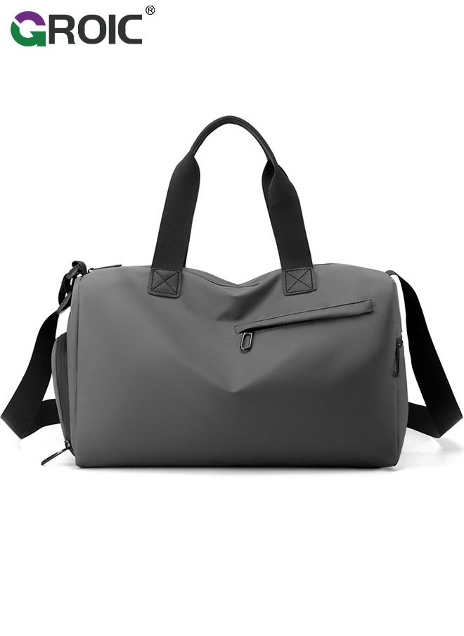 GROIC Gym Bag,Gym Duffle Bag for Men Women,Travel Duffel Bag with Shoe Compartment & Wet Pocket,Weekender Bag,Fitness Bag,Sports Bag(Gray)  - Image 1