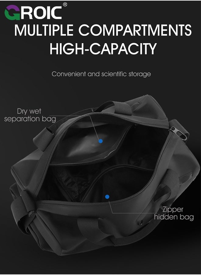 GROIC Gym Bag,Gym Duffle Bag for Men Women,Travel Duffel Bag with Shoe Compartment & Wet Pocket,Weekender Bag,Fitness Bag,Sports Bag(Gray)  - Image 4