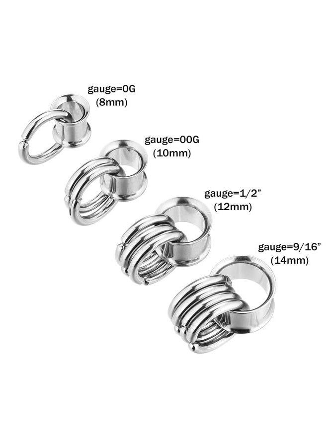 PiercingJ 1 Pair Ear Guages with Rings Ear Weight Plugs Tunnels Hypoallergenic Ear Expander Stretchers 316 Stainless Steel Hoop Earrings Piercing Body Jewelry 00g 10mm - Image 3