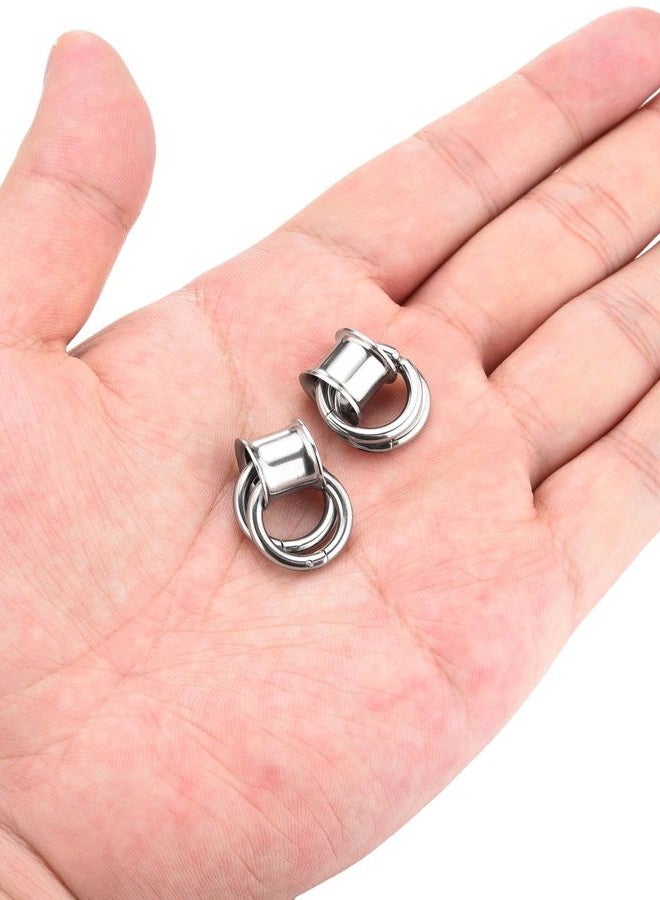 PiercingJ 1 Pair Ear Guages with Rings Ear Weight Plugs Tunnels Hypoallergenic Ear Expander Stretchers 316 Stainless Steel Hoop Earrings Piercing Body Jewelry 00g 10mm - Image 4
