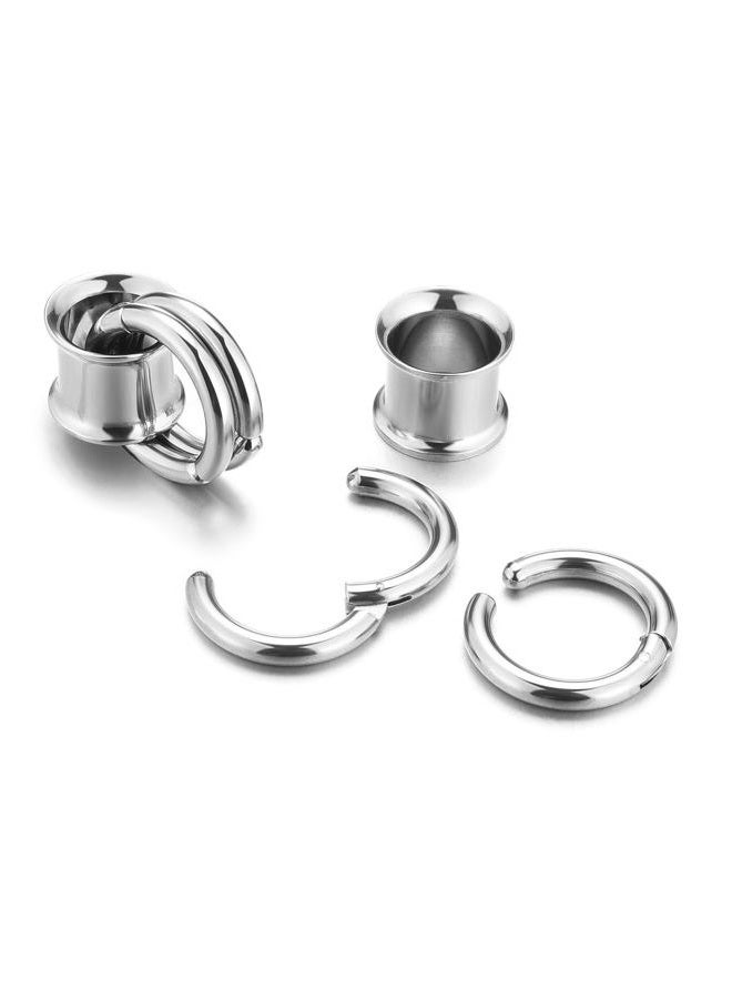 PiercingJ 1 Pair Ear Guages with Rings Ear Weight Plugs Tunnels Hypoallergenic Ear Expander Stretchers 316 Stainless Steel Hoop Earrings Piercing Body Jewelry 00g 10mm - Image 2