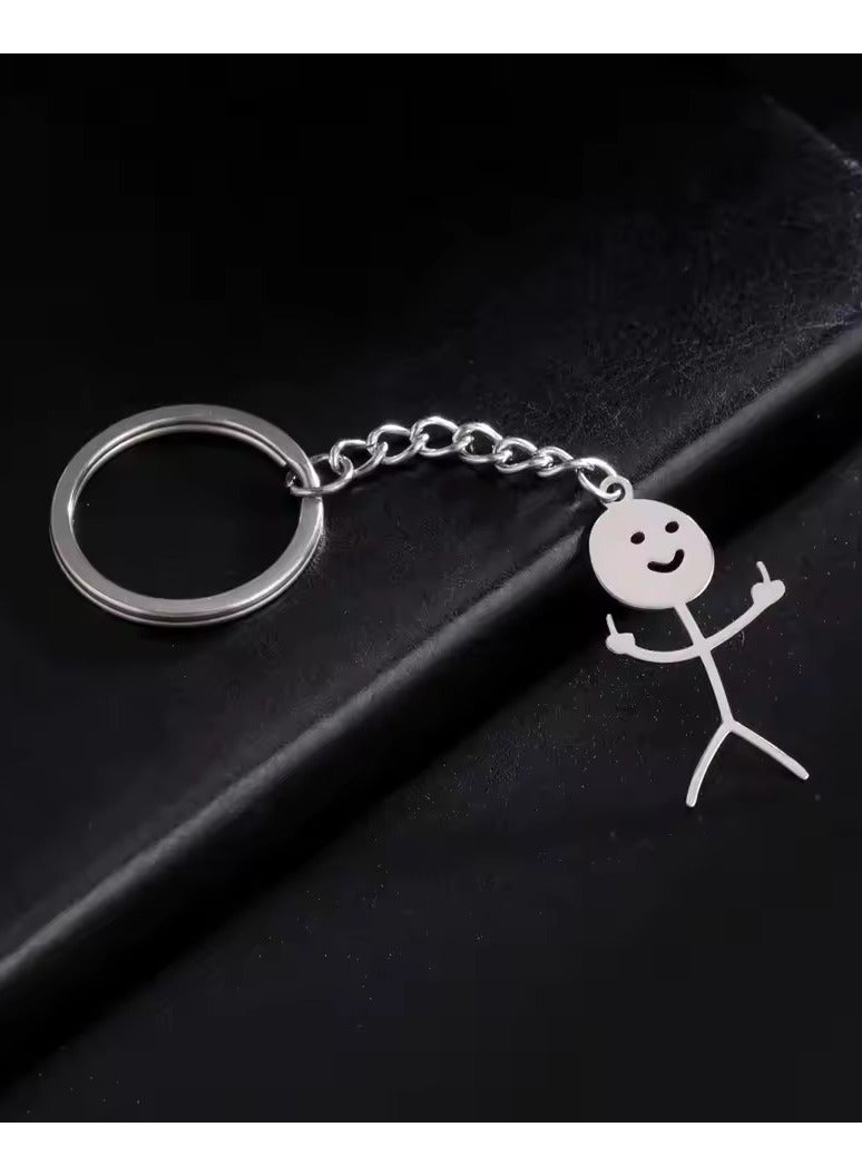 Goolsky Stainless steel cartoon keychain for men, graffiti keychain for couples  - Image 1