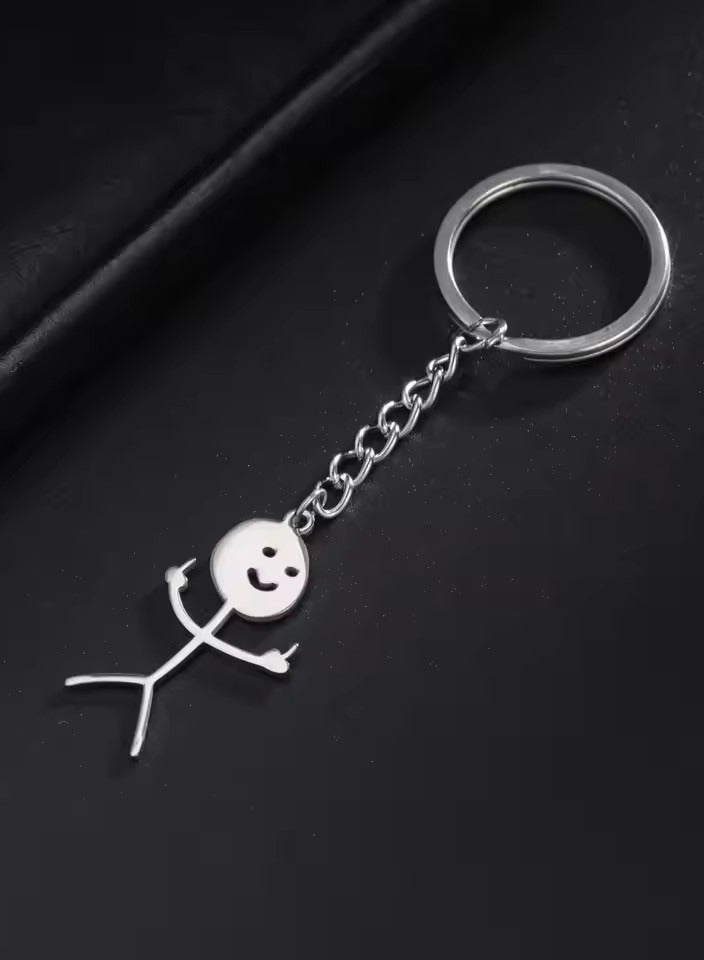Goolsky Stainless steel cartoon keychain for men, graffiti keychain for couples  - Image 5