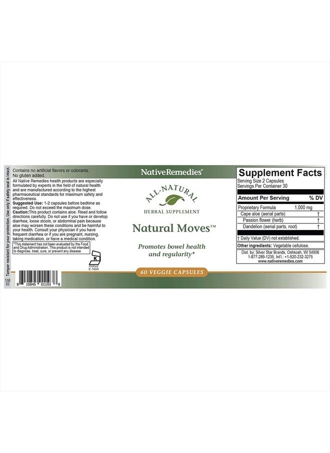Native Remedies NativeRemedies Natural Moves - All Natural Herbal Supplement Promotes Bowel Health and Regularity as Related to Constipation - 60 Veggie Caps  - Image 5