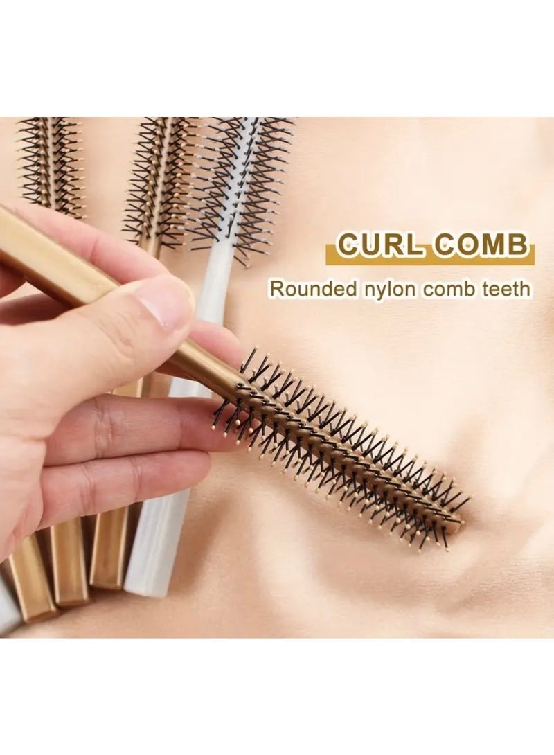 CleanWave - The Pure Effect Luxurious Golden Round Hair Styling Comb – Small Nylon Bristle Brush with Durable ABS Handle for Smooth Blow Drying, Curling & Straightening – good for All Hair Types - Image 4