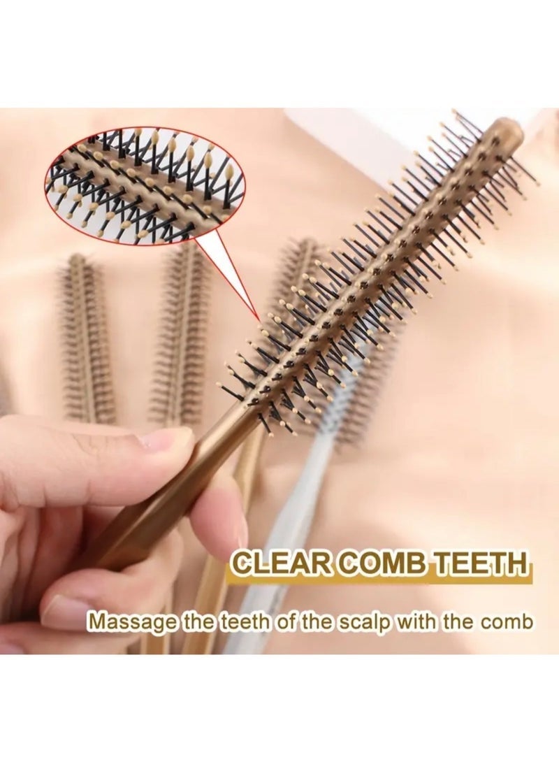 CleanWave - The Pure Effect Luxurious Golden Round Hair Styling Comb – Small Nylon Bristle Brush with Durable ABS Handle for Smooth Blow Drying, Curling & Straightening – good for All Hair Types - Image 2