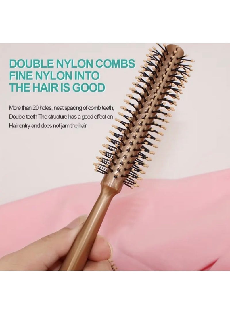 CleanWave - The Pure Effect Luxurious Golden Round Hair Styling Comb – Small Nylon Bristle Brush with Durable ABS Handle for Smooth Blow Drying, Curling & Straightening – good for All Hair Types - Image 5