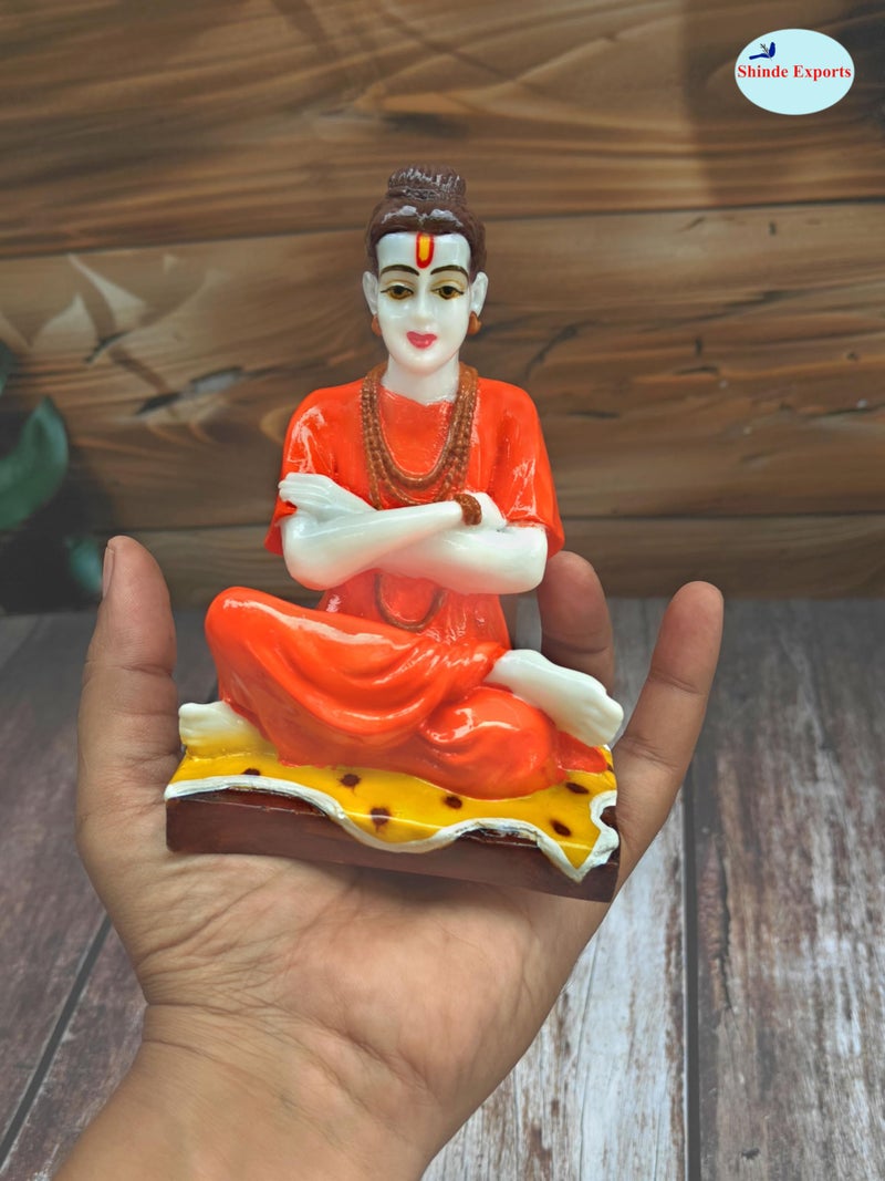 SHINDE EXPORTS Lord Shripad shrivallabh gurudatta murti bhagwan dattatreya Swamy dattaguru ek mukhi Datta Marble Idol for car (5.5 inches) - Image 4