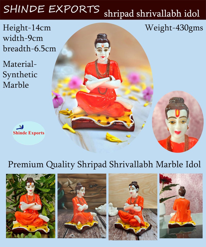 SHINDE EXPORTS Lord Shripad shrivallabh gurudatta murti bhagwan dattatreya Swamy dattaguru ek mukhi Datta Marble Idol for car (5.5 inches) - Image 2