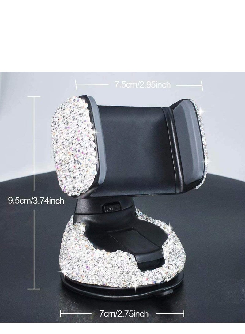 Excefore Car Phone Holder, Auto Phone Mount Bling Rhinestone Crystal Car Accessories Can be Used for Windshield Dashboard and Air Outlet 360 Adjustable for iPhone Android (Black) - Image 4