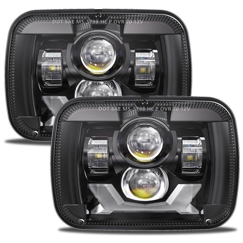 5x7 7x6 Led Headlights H6054 DOT Headlamp Compatible with Jeep Cherokee XJ 19842001 Wrangler YJ 19871995 Comanche MJ 19861992 Ford Chevy GMC etc